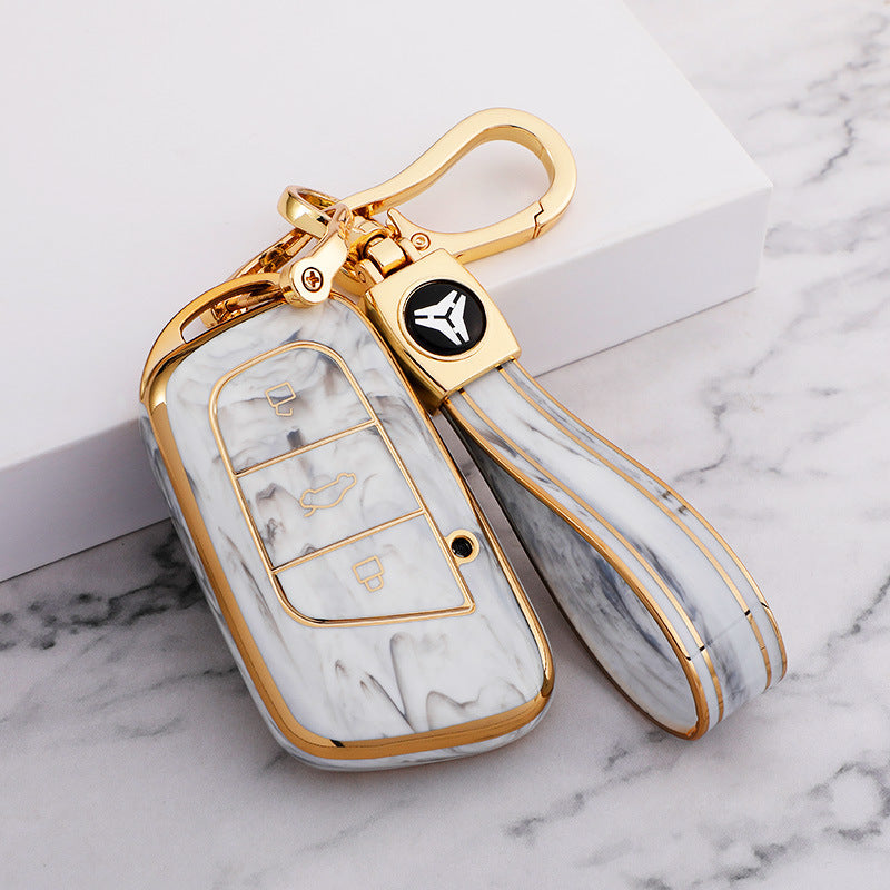 Carsine Chery Car Key Case Gold Inlaid With Jade Grey / Key case + strap