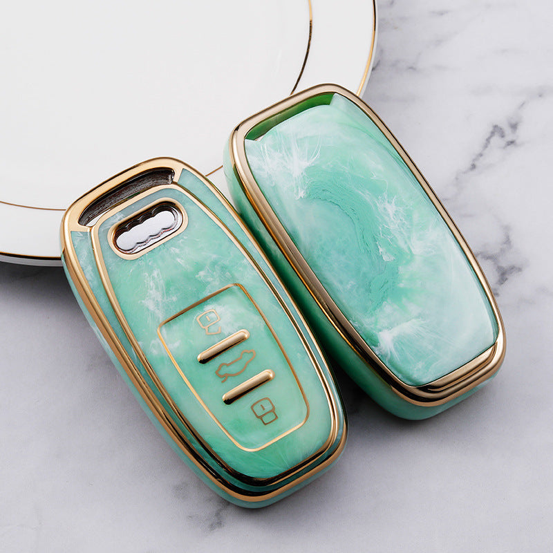 Carsine Audi Car Key Case Gold Inlaid With Jade Green / Key case