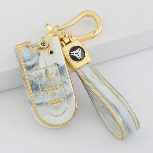 Carsine Toyota Car Key Case Gold Inlaid With Jade Grey / Key case + strap