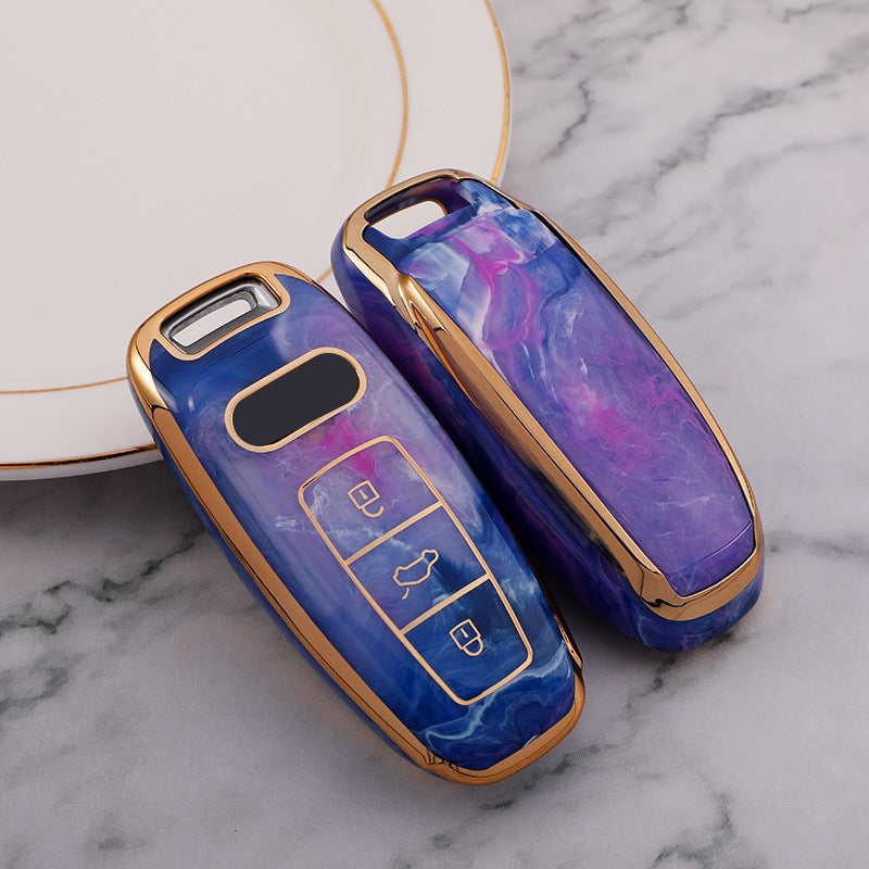 Carsine Audi Car Key Case Gold Inlaid With Jade Purple / Key case