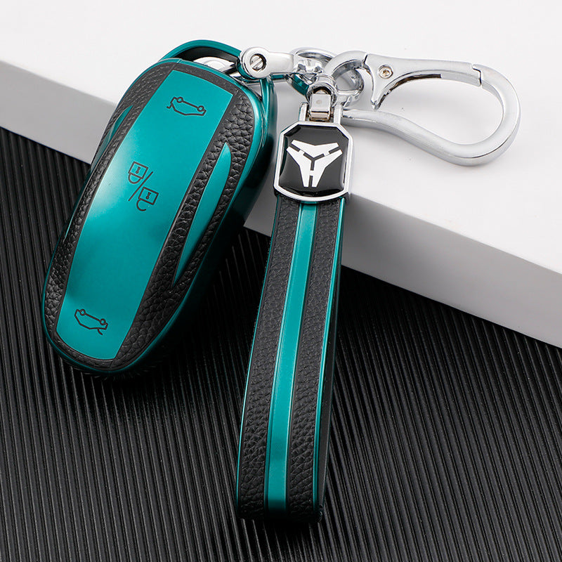 Carsine Tesla Car Key Case Green / Key case + strap