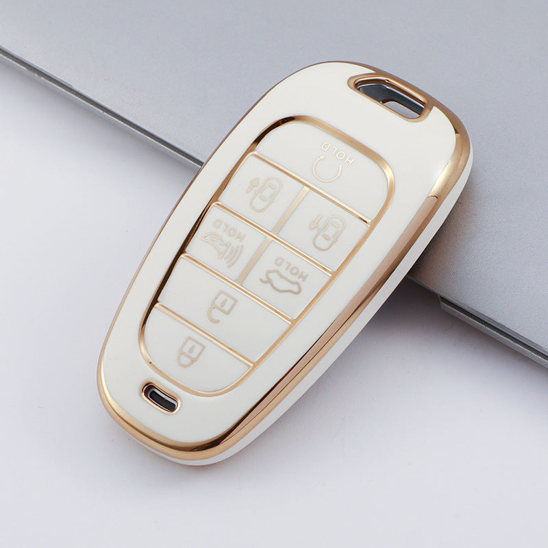 Carsine Hyundai Car Key Case Golden Edge White / Key case