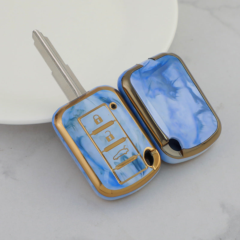 Carsine Mitsubishi Car Key Case Gold Inlaid With Jade Blue / Key case