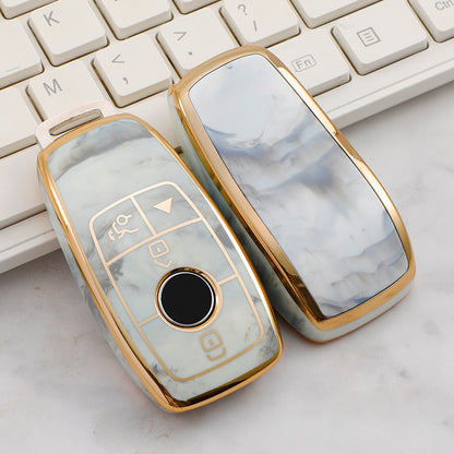 Carsine Mercedes Benz Car Key Case Gold Inlaid With Jade Grey / Key case