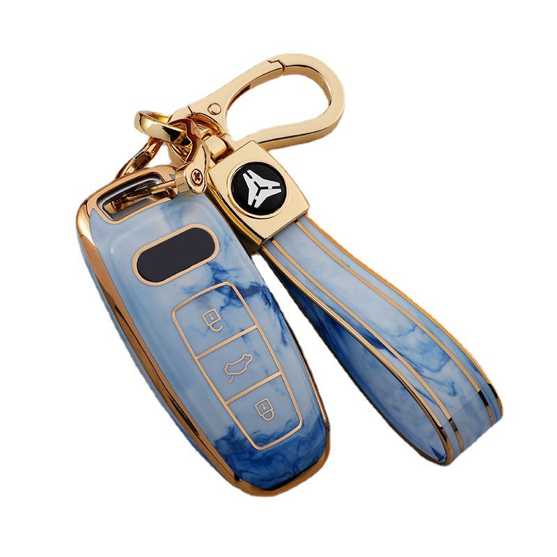 Carsine Audi Car Key Case Gold Inlaid With Jade