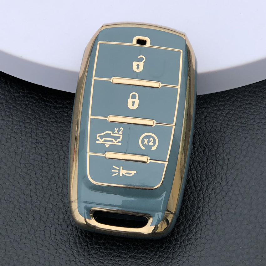 Carsine Jeep Dodge Chrysler Car Key Case Golden Edge Grey / Key case