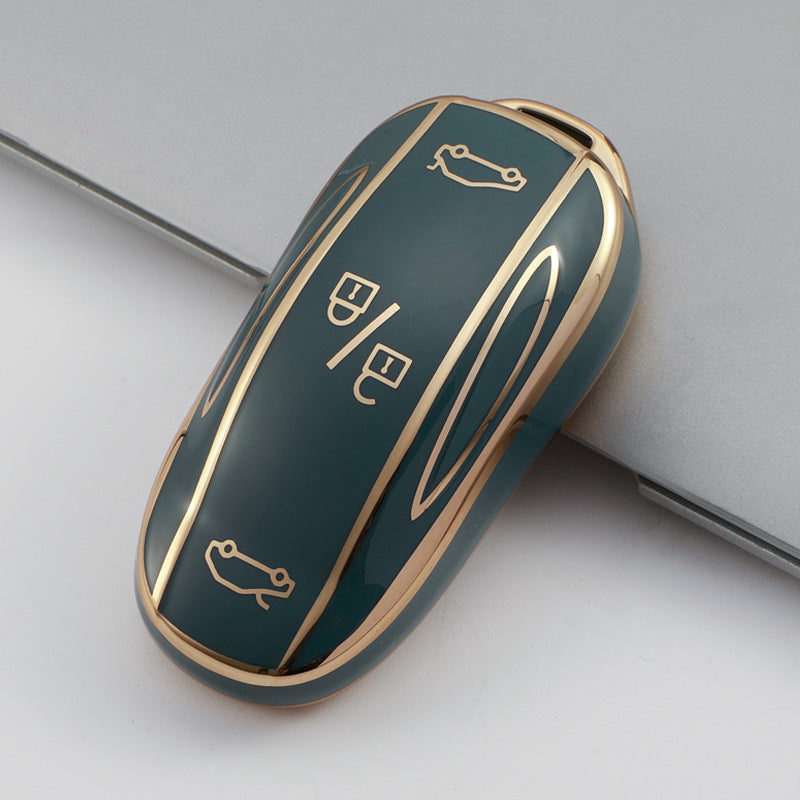 Carsine Tesla Car Key Case Golden Edge Type B / Grey / Key case
