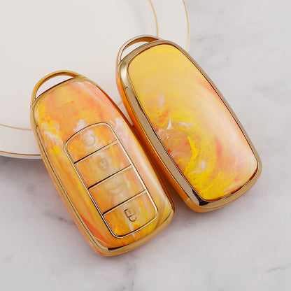 Carsine Chery Car Key Case Gold Inlaid With Jade Yellow / Key case