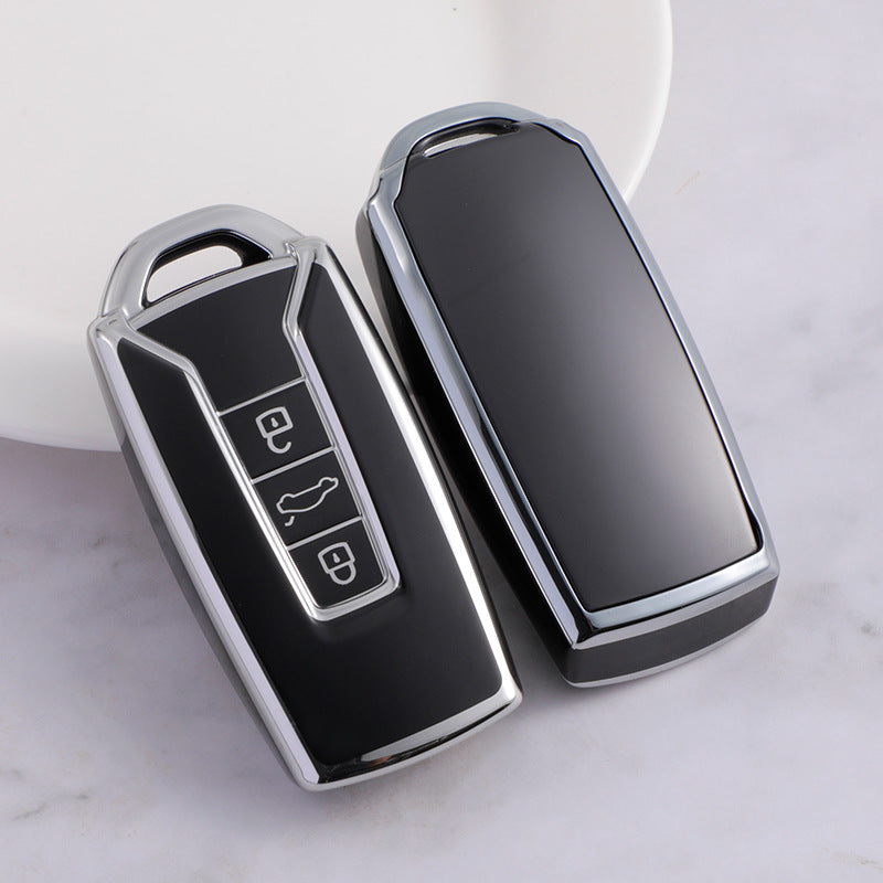 Carsine Volkswagen Car Key Cover Silver Edge Black / Key case