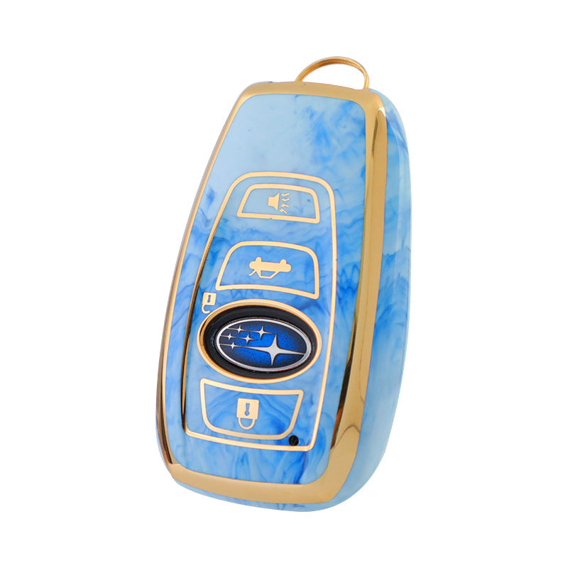 Carsine Subaru Car Key Case Gold Inlaid With Jade