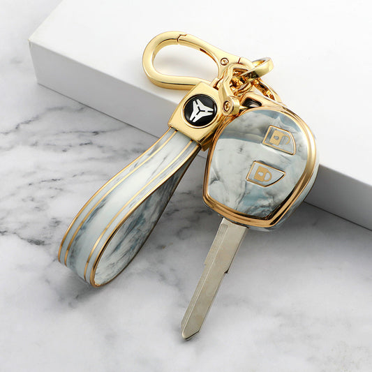 Carsine Suzuki Car Key Case Gold Inlaid With Jade Grey / Key case + strap