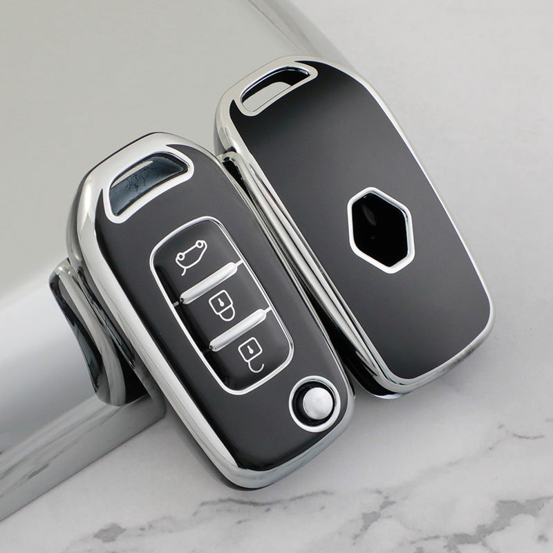 Carsine Renault Car Key Cover Silver Edge Black / Key case