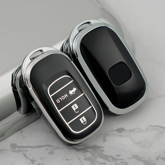 Carsine Honda Acura Car Key Cover Silver Edge Black / Key case