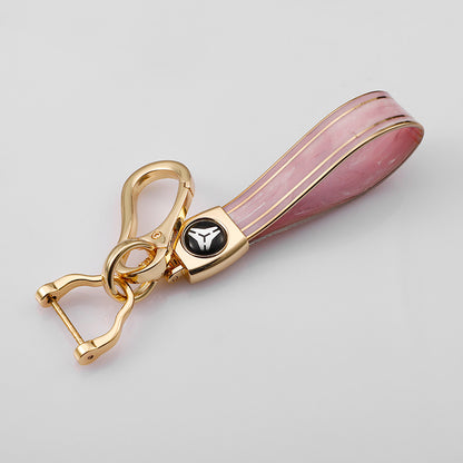 Carsine Gold Inlaid Jade Key Chain Pink