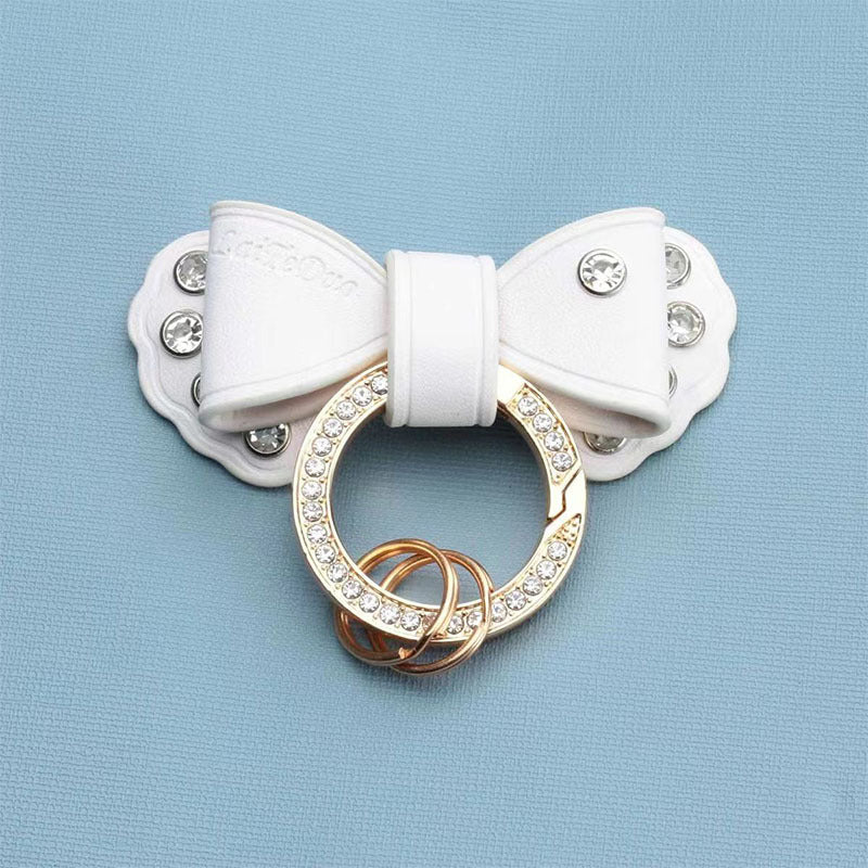 Carsine Bow Gold Keychain White