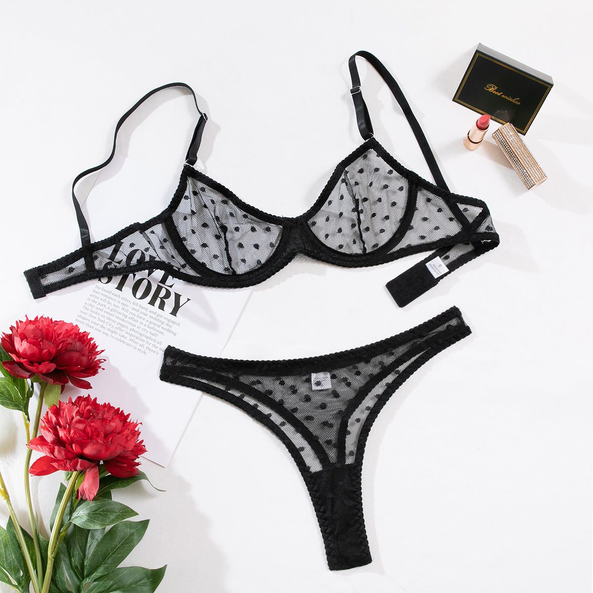 Polka Dot Thong Sexy Lingerie 2-Piece Set G string Thong