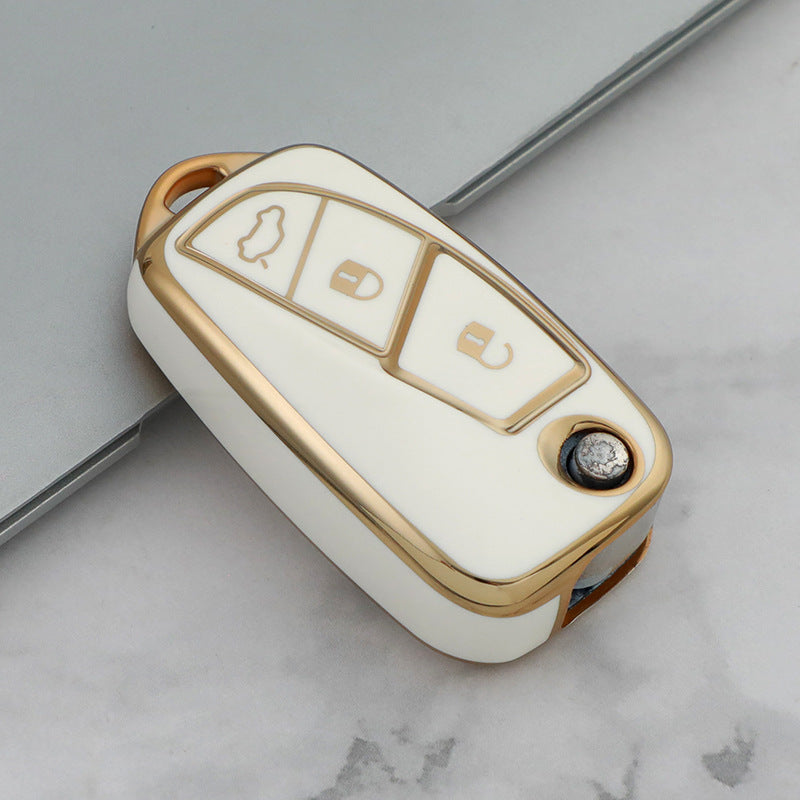 Carsine Fiat Car Key Case Golden Edge White / Key case