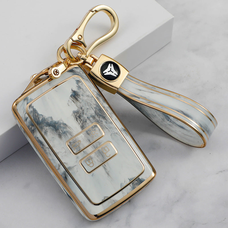 Carsine Renault Car Key Case Gold Inlaid With Jade Grey / Key case + strap