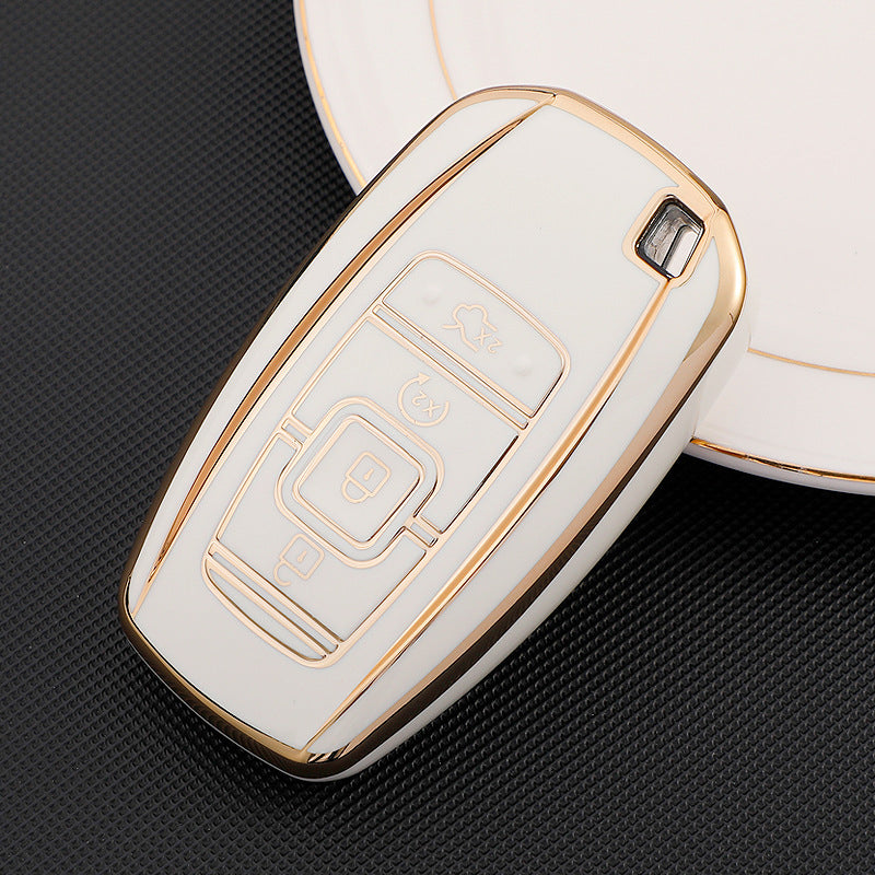 Carsine Lincoln Car Key Case Golden Edge White / Key case