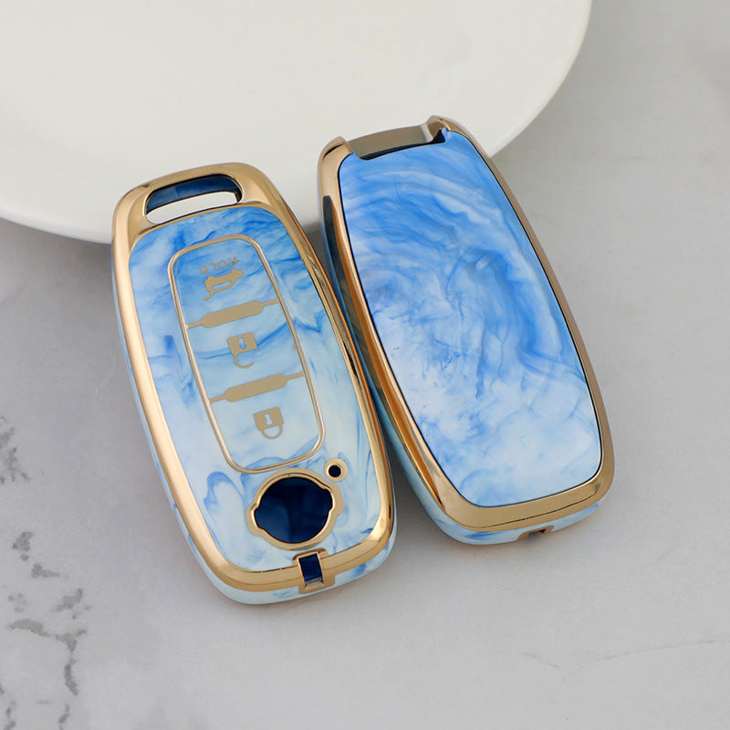 Carsine Nissan Car Key Case Gold Inlaid With Jade Blue / Key case