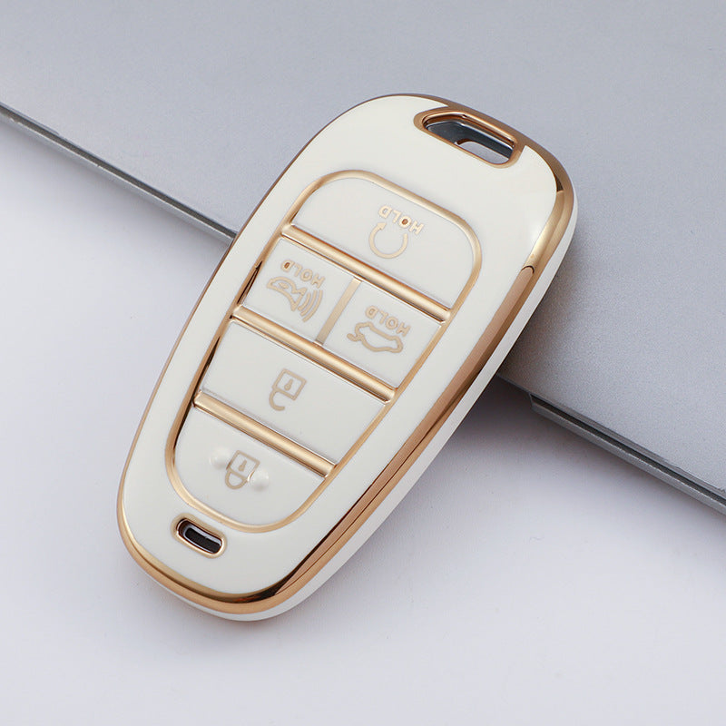 Carsine Hyundai Car Key Case Golden Edge White / Key case