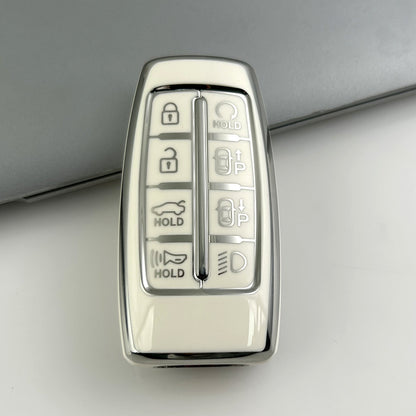 Carsine Genesis Car Key Cover Silver Edge White / Key case