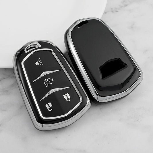 Carsine Cadillac Car Key Cover Silver Edge Black / Key case