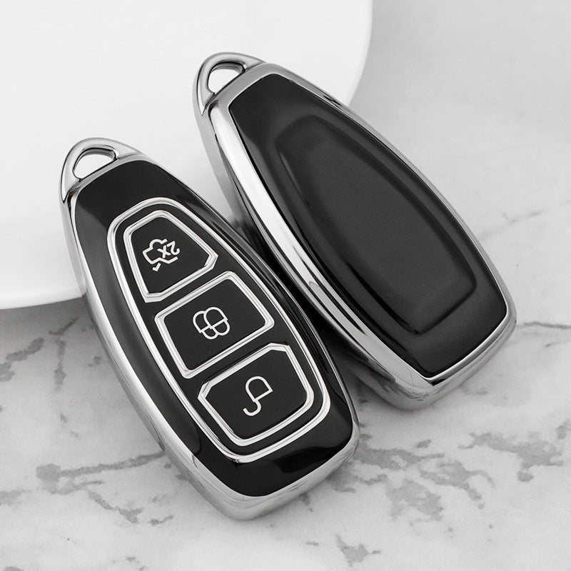 Carsine Ford Car Key Cover Silver Edge Black / Key case