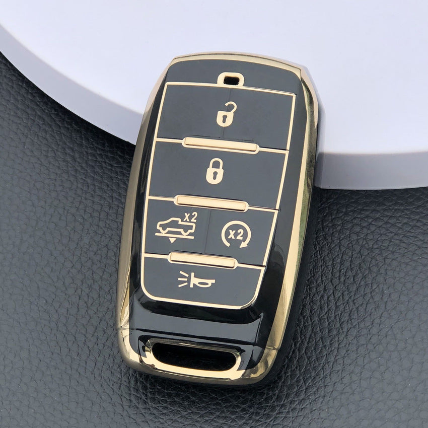 Carsine Jeep Dodge Chrysler Car Key Case Golden Edge Black / Key case