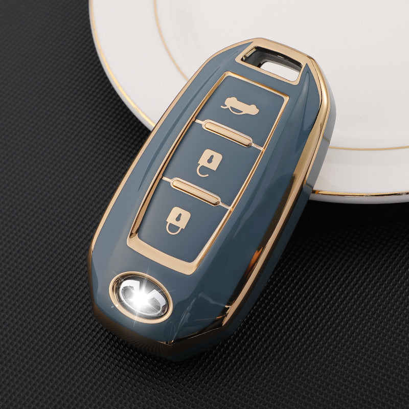 Carsine Infiniti Car Key Case Golden Edge 3 Buttons / Grey / Key case