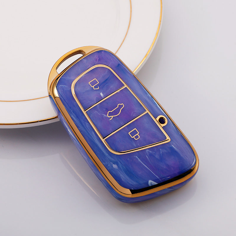Carsine Chery Car Key Case Gold Inlaid With Jade Purple / Key case