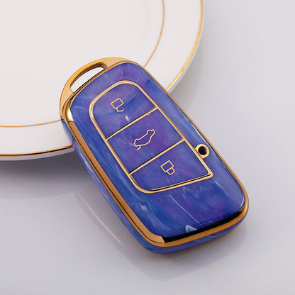 Carsine Chery Car Key Case Gold Inlaid With Jade Purple / Key case