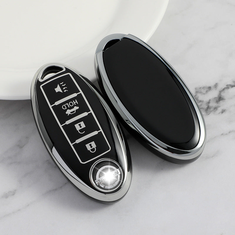 Carsine Nissan Car Key Cover Silver Edge Black / Key case