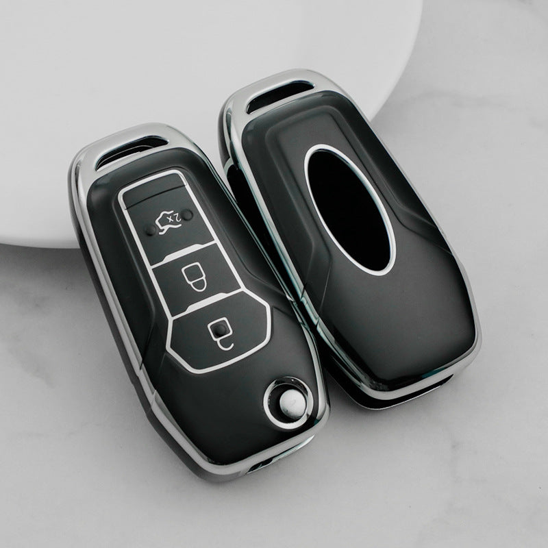 Carsine Ford Car Key Cover Silver Edge Black / Key case