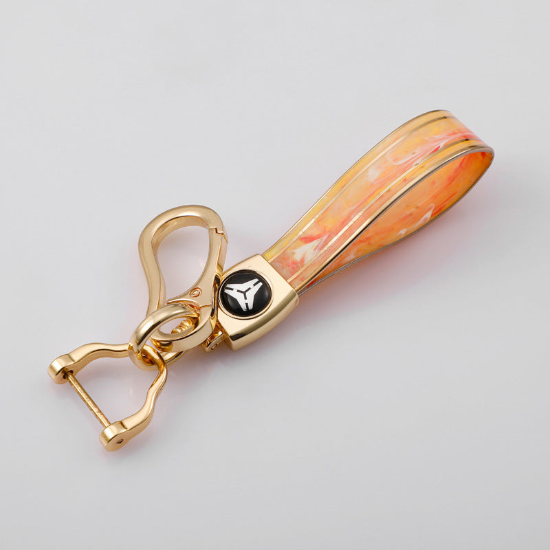 Carsine Gold Inlaid Jade Key Chain Yellow