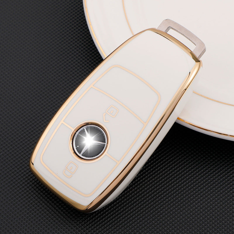 Carsine Mercedes Benz Car Key Case Golden Edge White / Key case