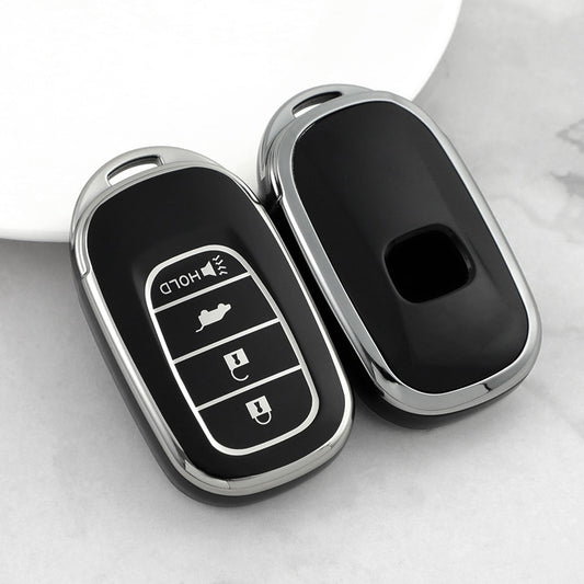 Carsine Honda Acura Car Key Cover Silver Edge Black / Key case