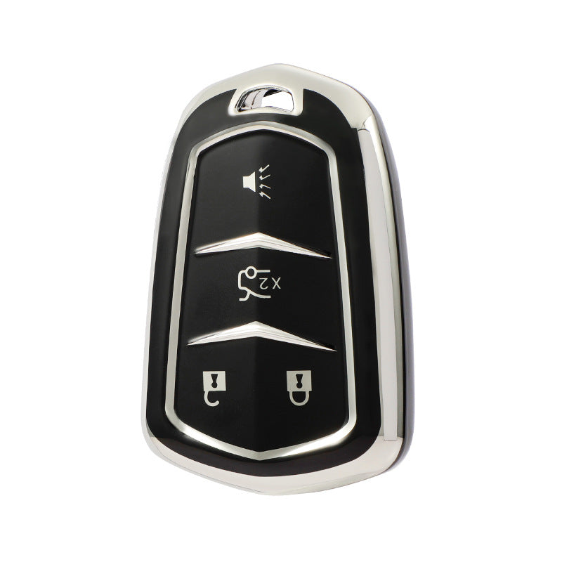 Carsine Cadillac Car Key Cover Silver Edge