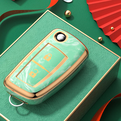 Carsine Nissan Car Key Case Gold Inlaid With Jade Green / Key case