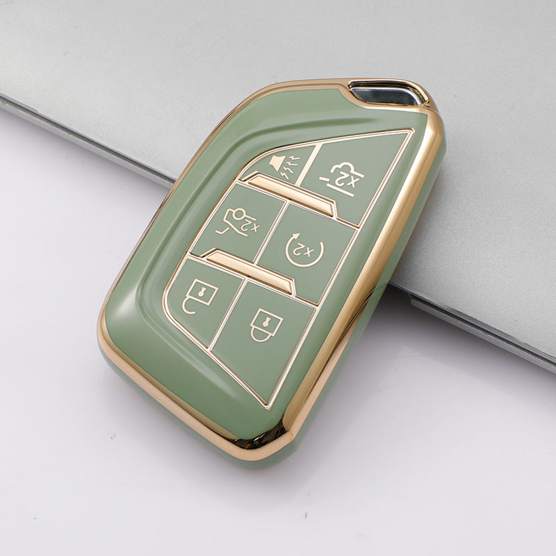 Carsine Chevrolet Cadillac Car Key Case Golden Edge Green / Key case