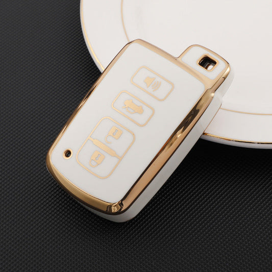 Carsine Toyota Car Key Case Golden Edge 4 Buttons / White / Key case