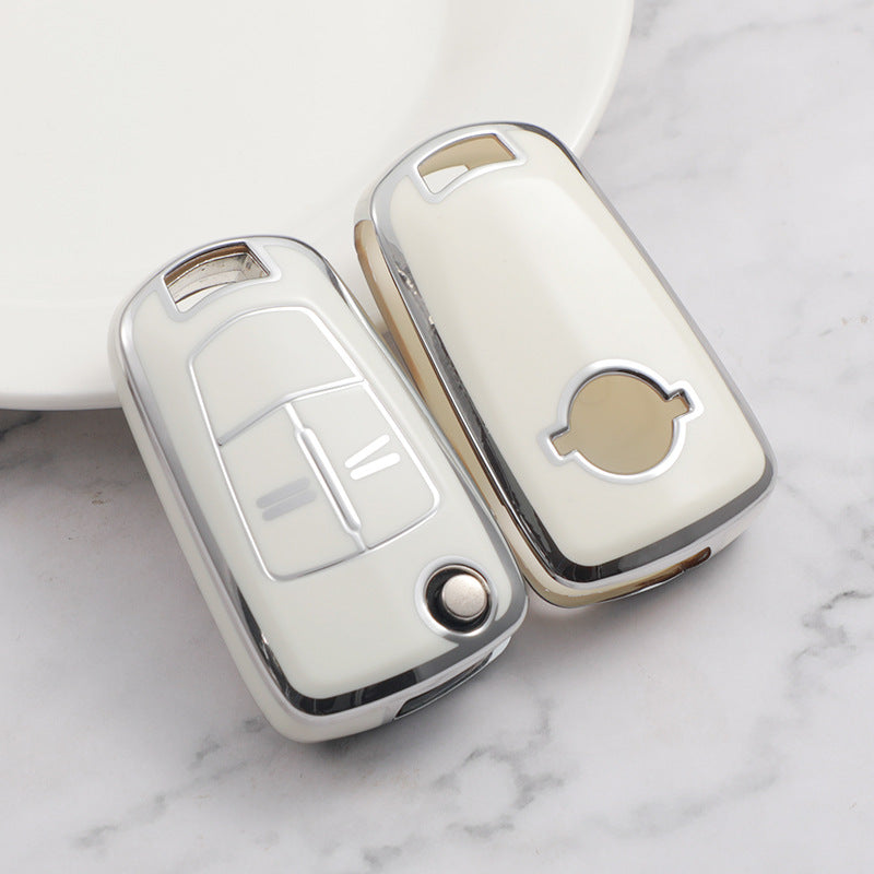 Carsine Opel Car Key Cover Silver Edge White / Key case