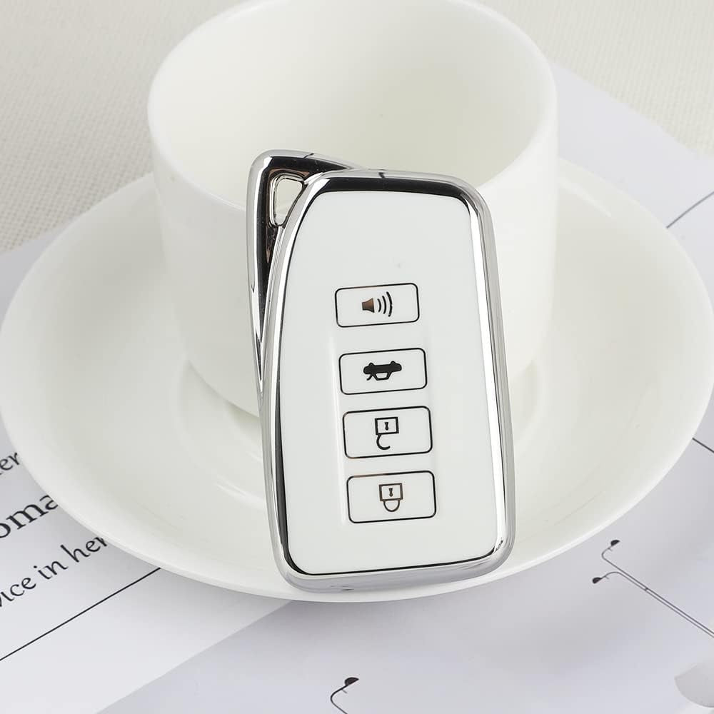 Carsine Lexus Car Key Cover Silver Edge White / Key case