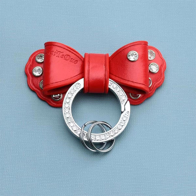 Carsine Bow Silver Keychain Red