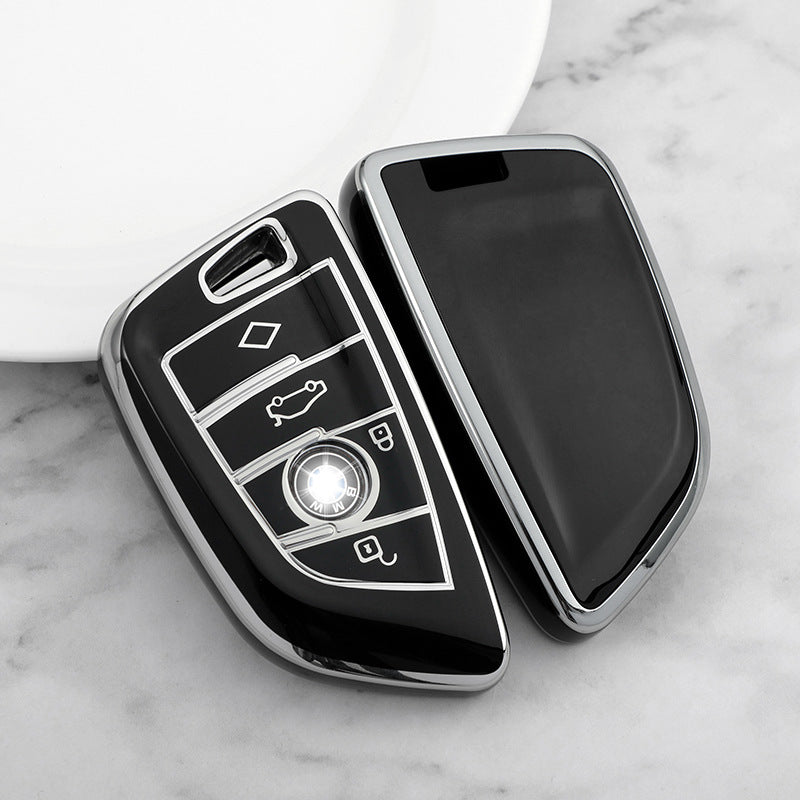 Carsine BMW Car Key Cover Silver Edge Black / Key case