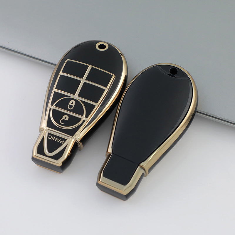 Carsine Jeep Dodge Chrysler Car Key Case Golden Edge Black / Key case