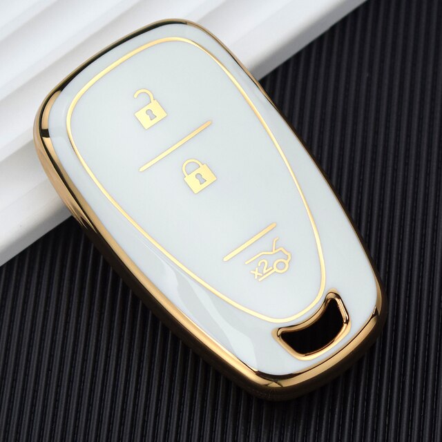 Carsine Chevrolet Car Key Case Golden Edge White / Key case