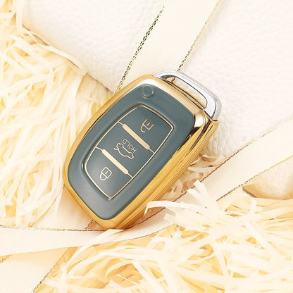 Carsine Hyundai Car Key Case Golden Edge B / Grey / Key case