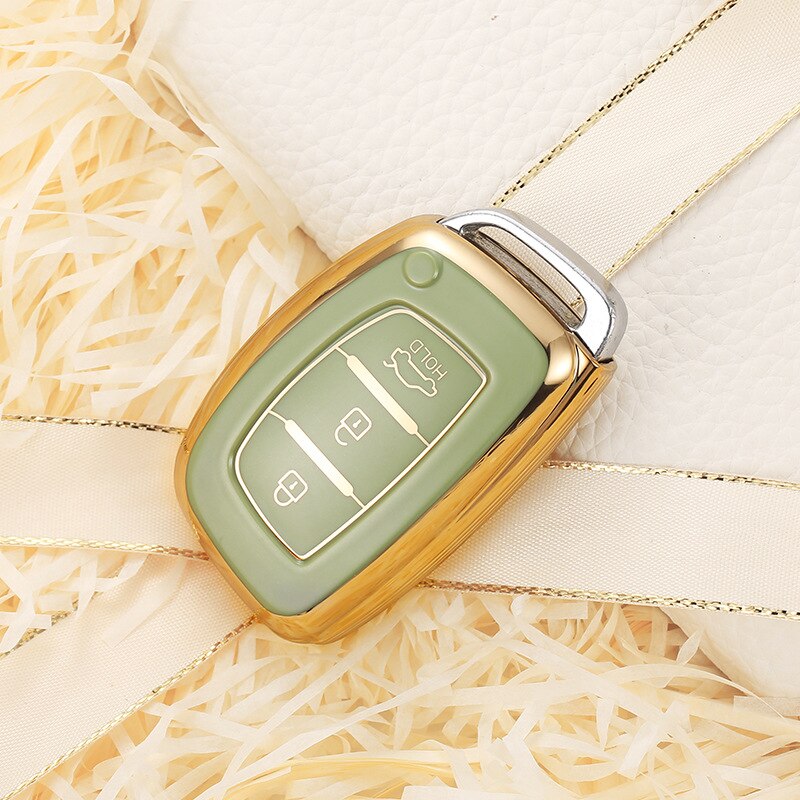 Carsine Hyundai Car Key Case Golden Edge A / Green / Key case