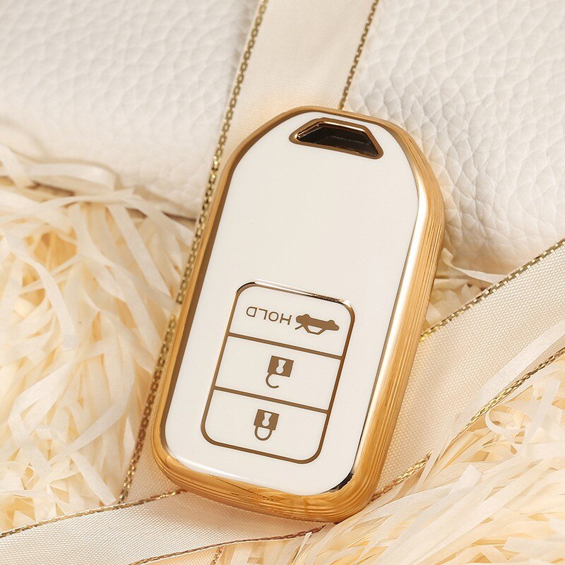 Carsine Honda Acura Car Key Case Golden Edge White / Key case